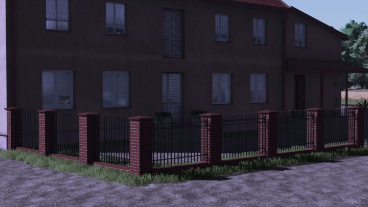 fs25-mods, Red Brick And Metal Fence (Prefab) V1.0