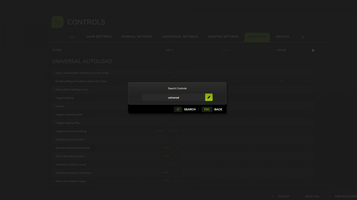 fs25-mods,  Search Bar for Controls Setting Menu V1.0
