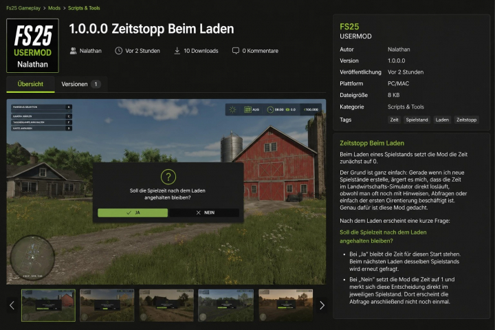 fs25-mods,  Time Stop On Load v1.0