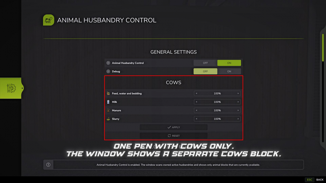Animal Husbandry Control v1.0