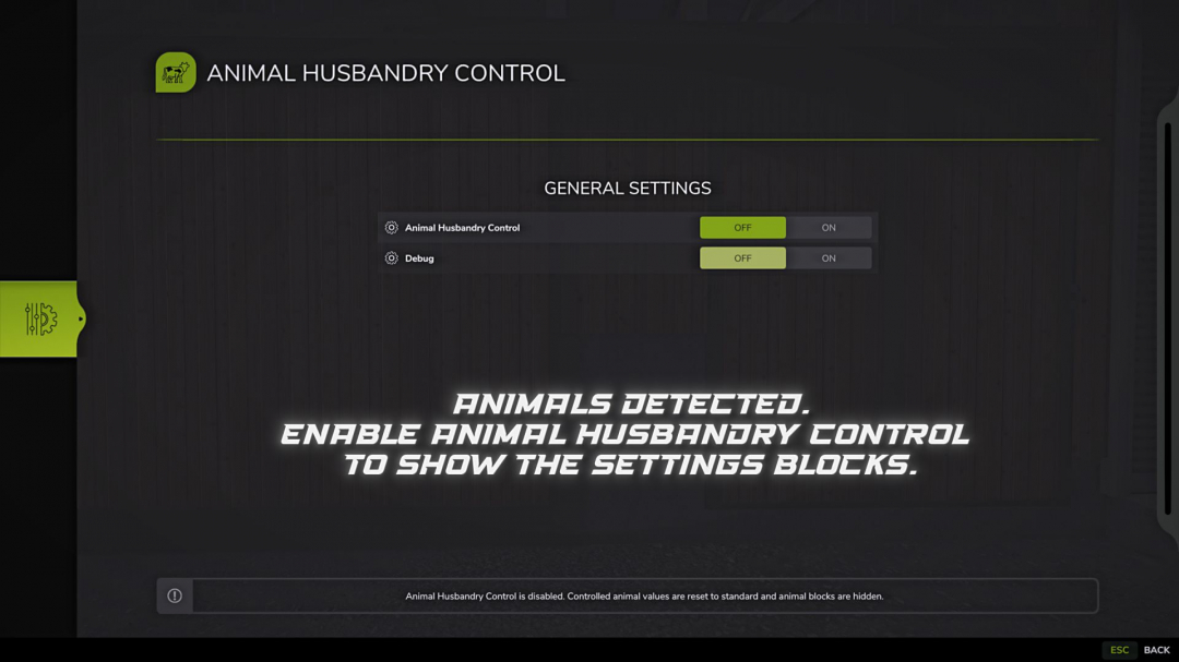 Animal Husbandry Control v1.0