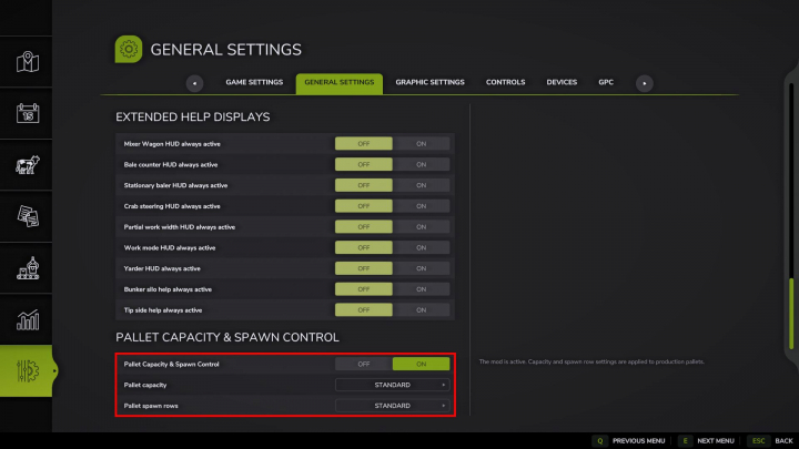 fs25-mods, Pallet capacity and spawn control V1.0