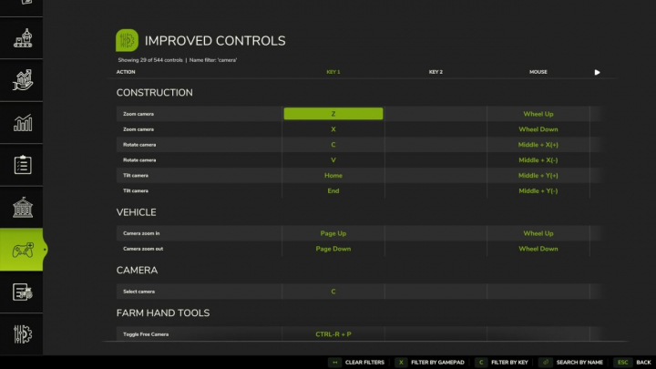 fs25-mods,  Improved Controls Menu V1.0