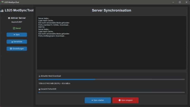 fs25-mods,  Mod Sync Tool With Server List V1.1