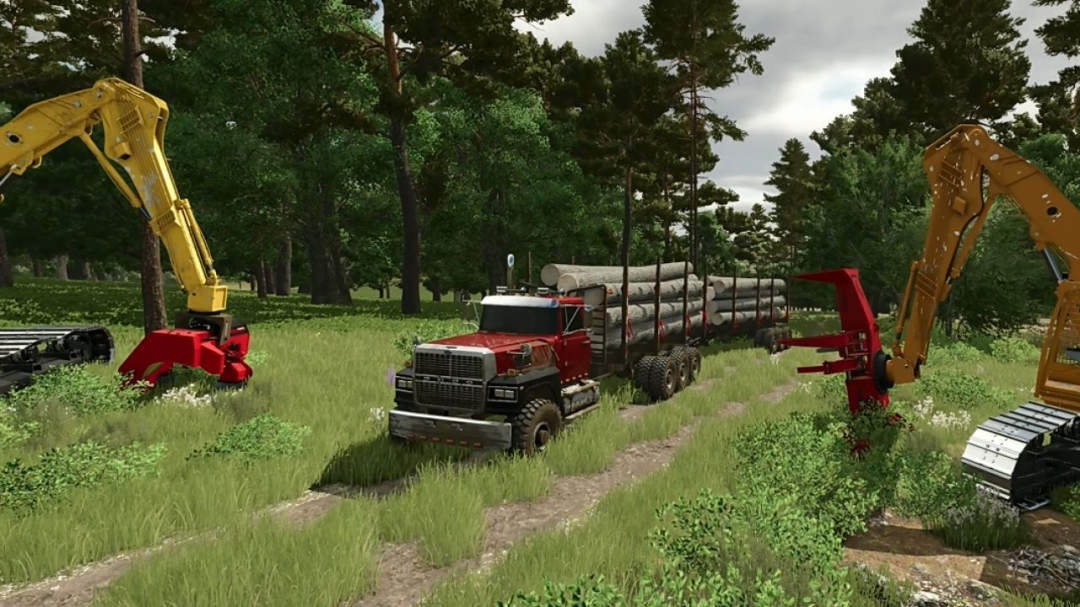 Ford LTL 9000 log truck with trailer v1.0