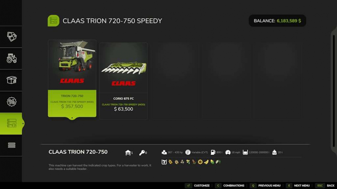 CLAAS TRION 720-750 Speedy v1.9