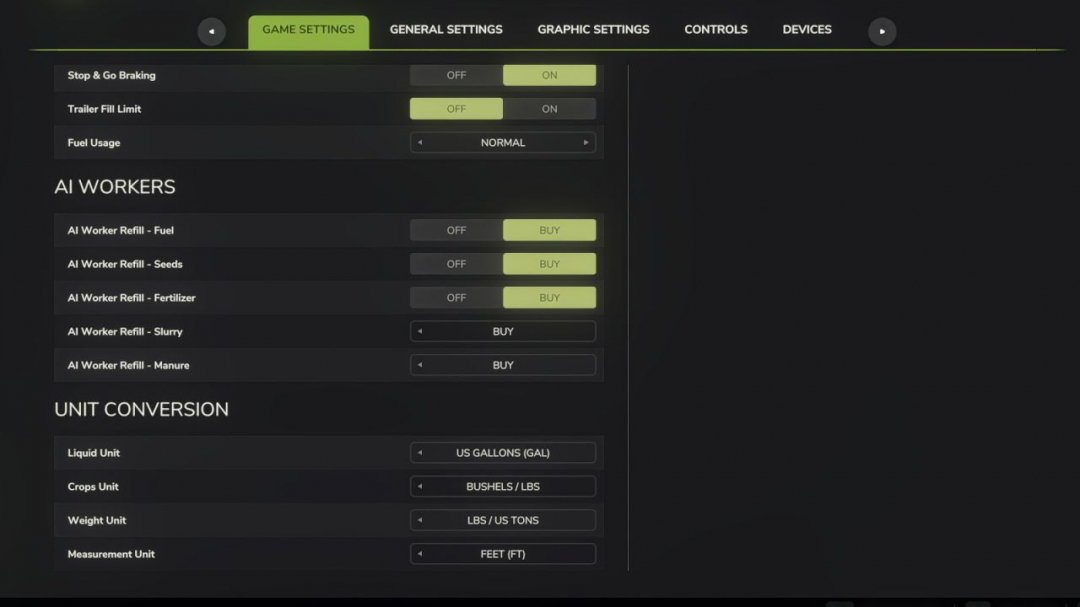 Imperial System Conversion Settings V1.1
