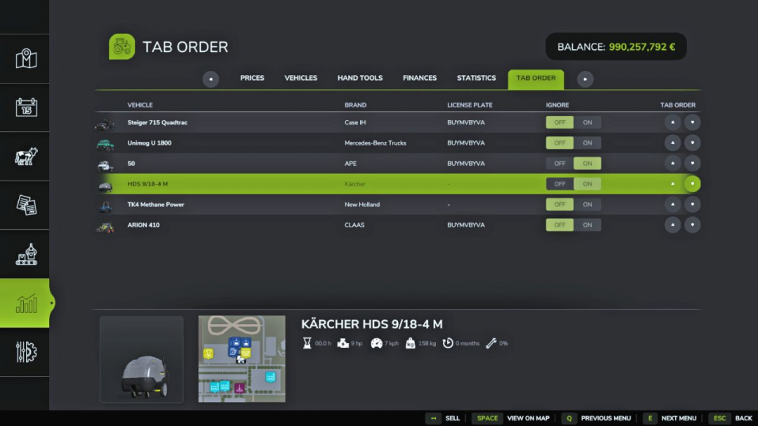 Vehicle Tab Sorting V1.0
