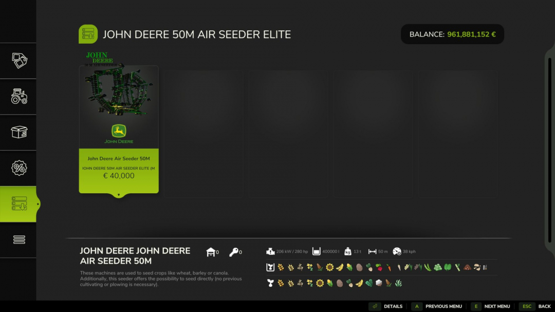 John Deere Air Seeder 50M – Tuning Edition V1.0.4