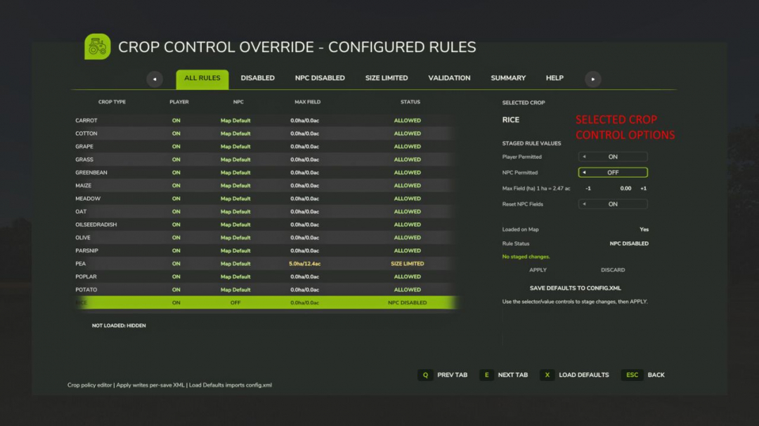 Crop Control Override V2.0.3.6