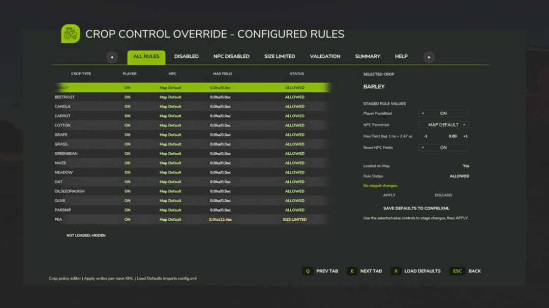 Crop Control Override V2.0.3.6