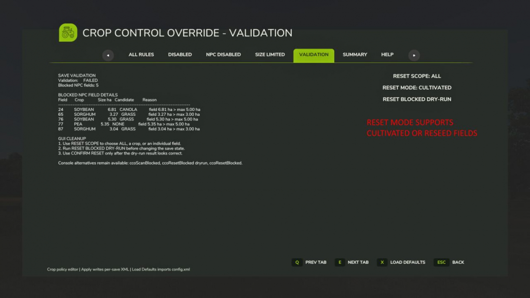 Crop Control Override V2.0.3.6
