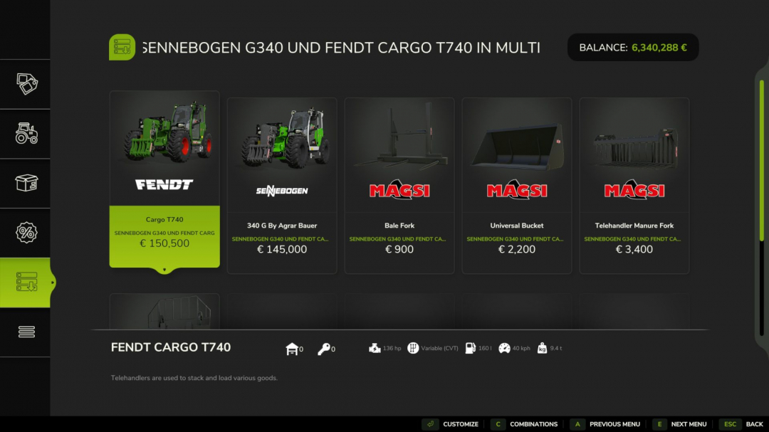 Sennebogen G340/Fendt Cargo T740 V1.1