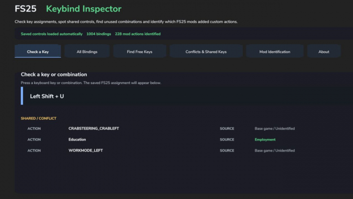 fs25-mods, Keybind Inspector V1.0