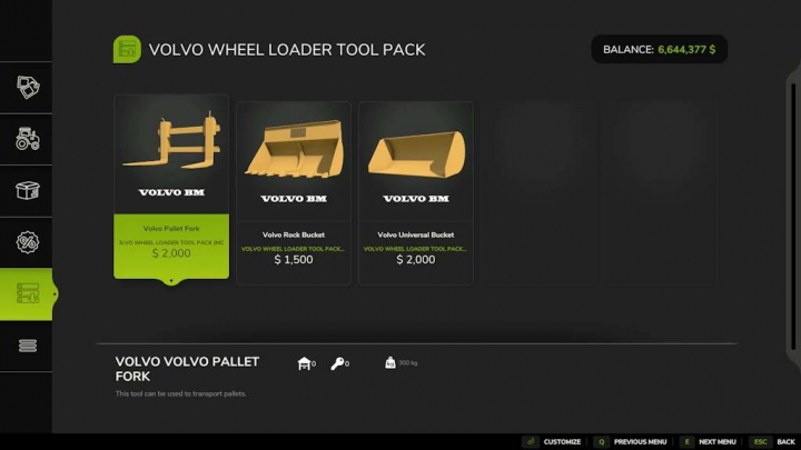 fs25-mods,  Volvo Wheel Loader Tool Pack v1.5