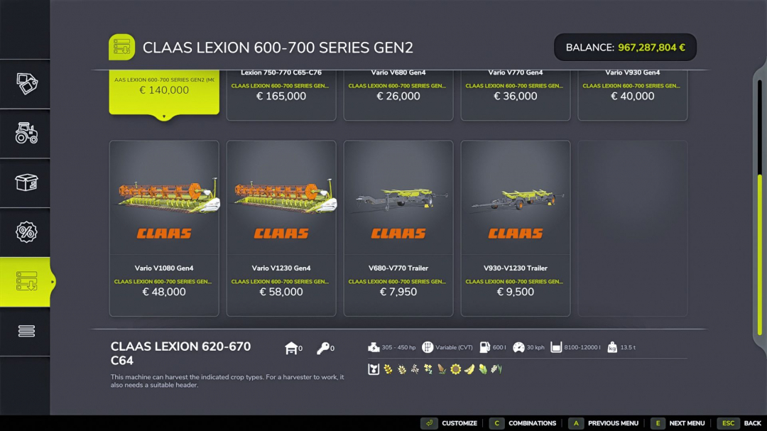 CLAAS Lexion 600/700 GEN 2 V1.0