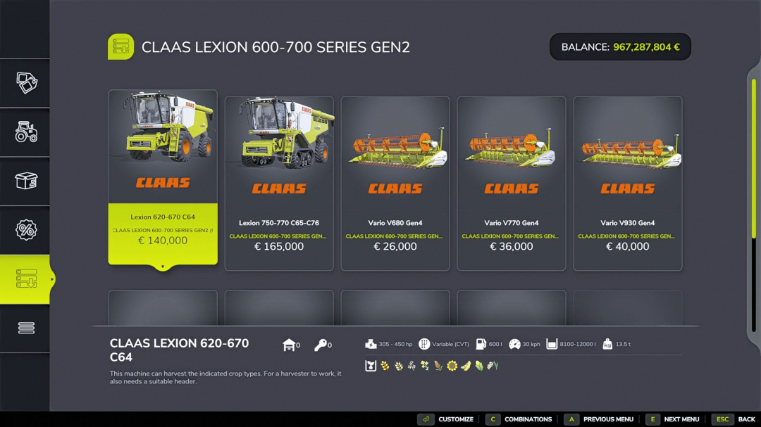 CLAAS Lexion 600/700 GEN 2 V1.0