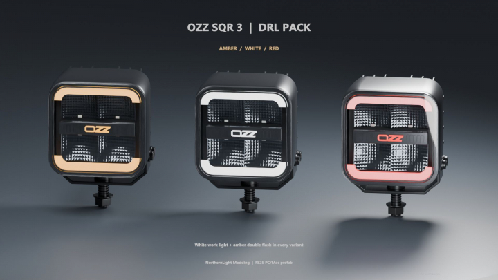 fs25-mods, OZZ SQR 3 – Amber, White & Red DRL Pack (Prefab) V1.0