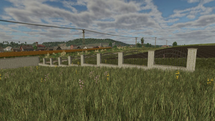 fs25-mods,  Concrete Tile Fence (Prefab) V1.0