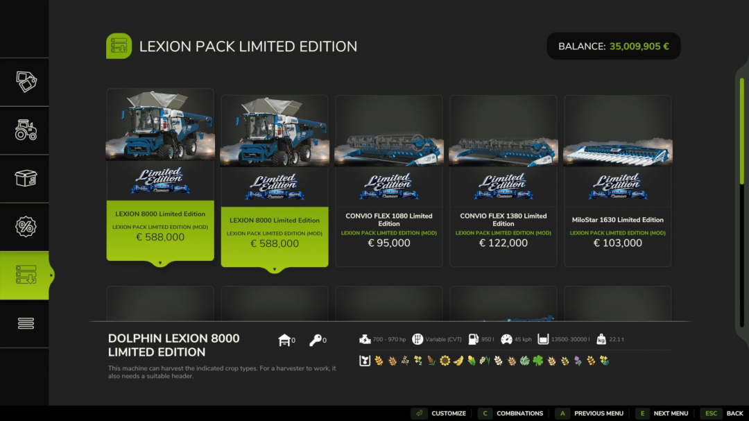 Claas Lexion Pack Limited Edition V1.0.0.1