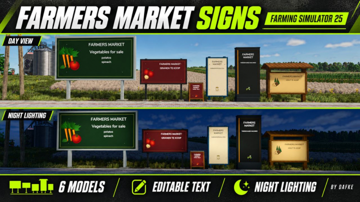 fs25-mods,  Farmers Market Signs V1.0