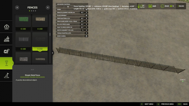 fs25-mods, Fence Placement Helper V1.0