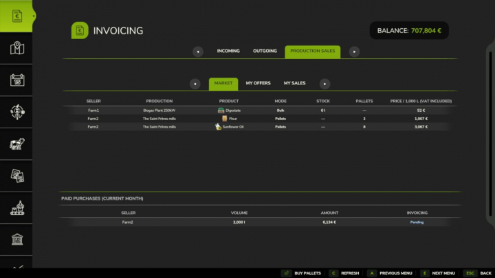 fs25-mods, Invoices Production Sales V1.0