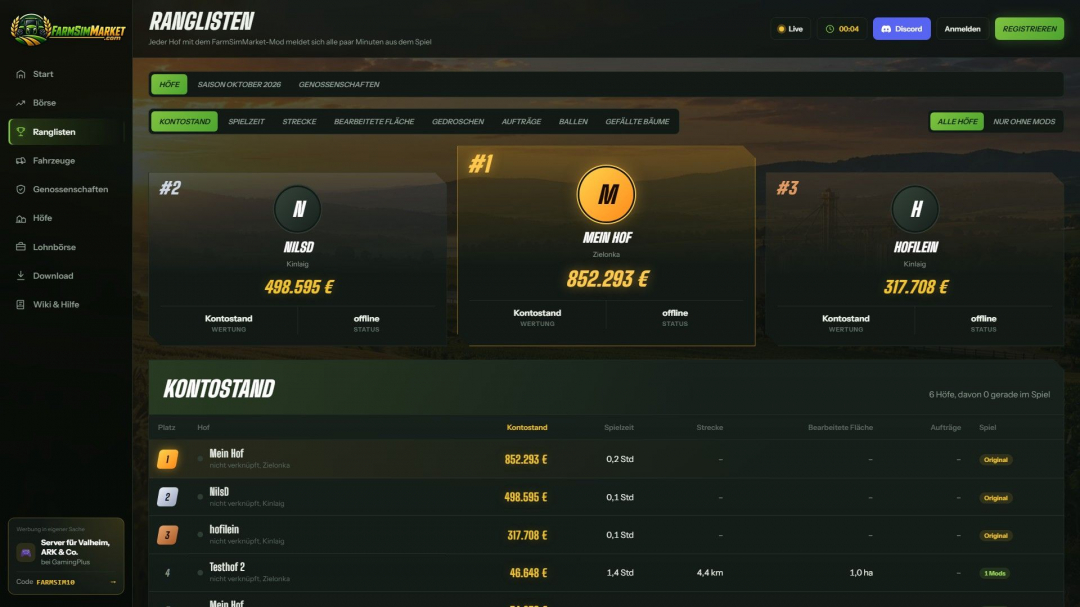 FarmSimMarket – Player Market & Rankings v0.27