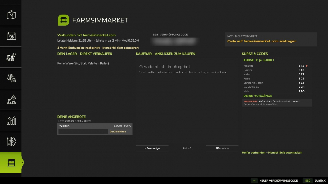 FarmSimMarket – Player Market & Rankings v1.0
