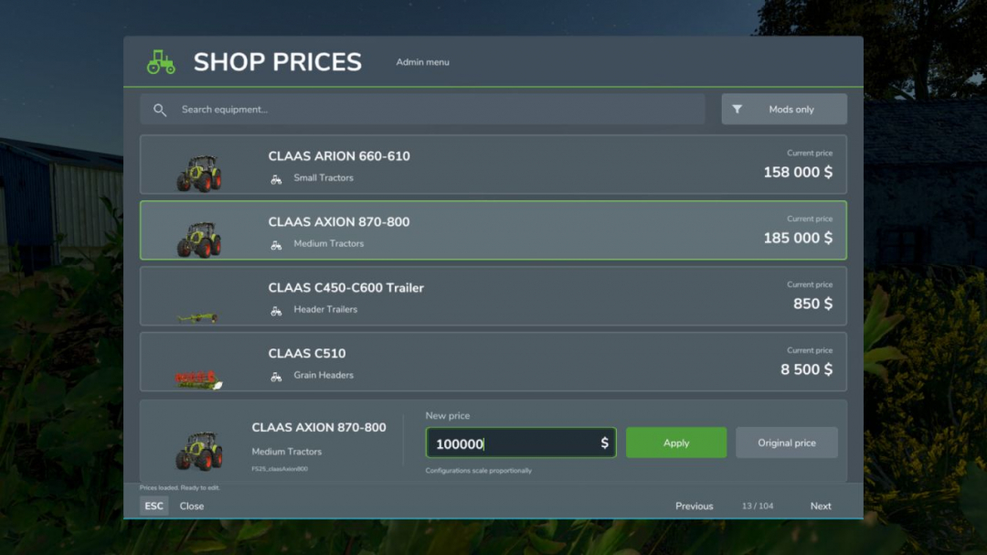 Admin Shop Prices V1.0