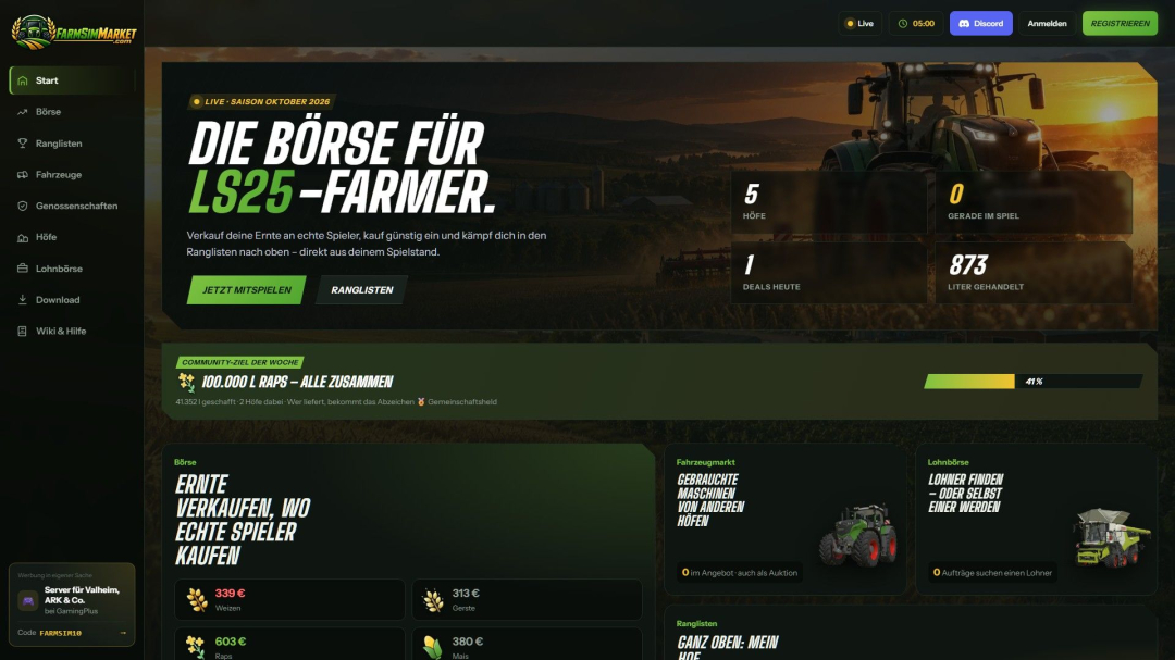 FarmSimMarket – Player Market & Rankings BETA 6 v0.31.1
