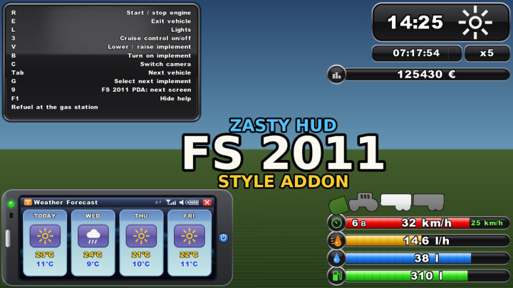 fs25-mods,  FS2011 HUD Style (Addon for Zasty HUD) V1.0