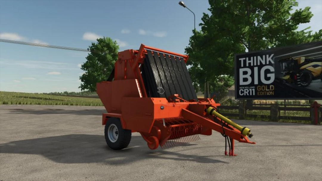 Sipma Z263 baler mod for Farming Simulator 25, showcased in a farm with a CR11 Gold Edition advertisement.