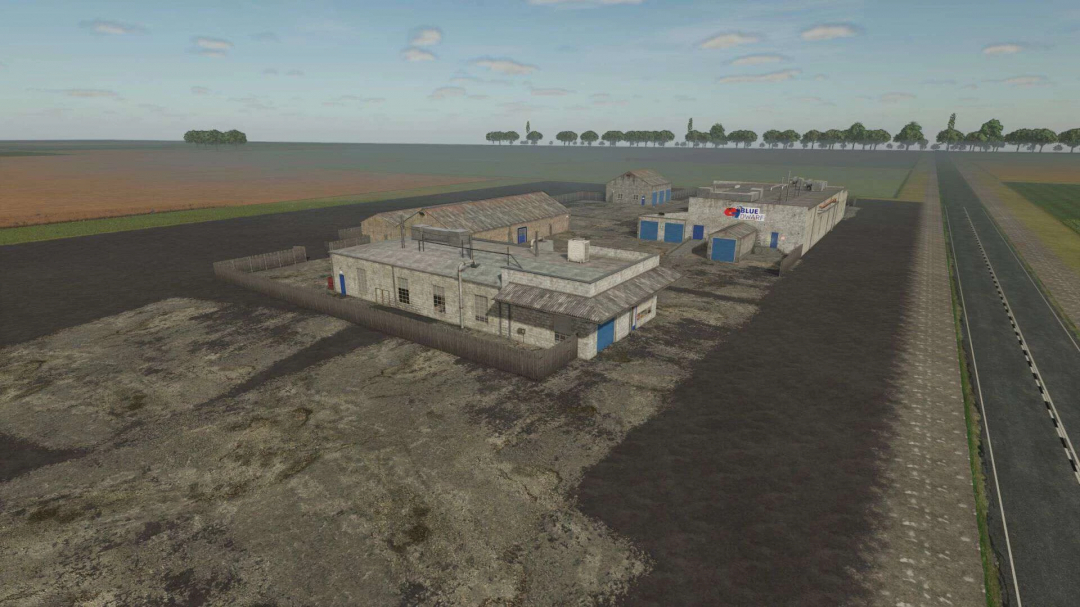 US Flatlands Map 4x v1.2.1 in FS25 showing rural buildings and fields.