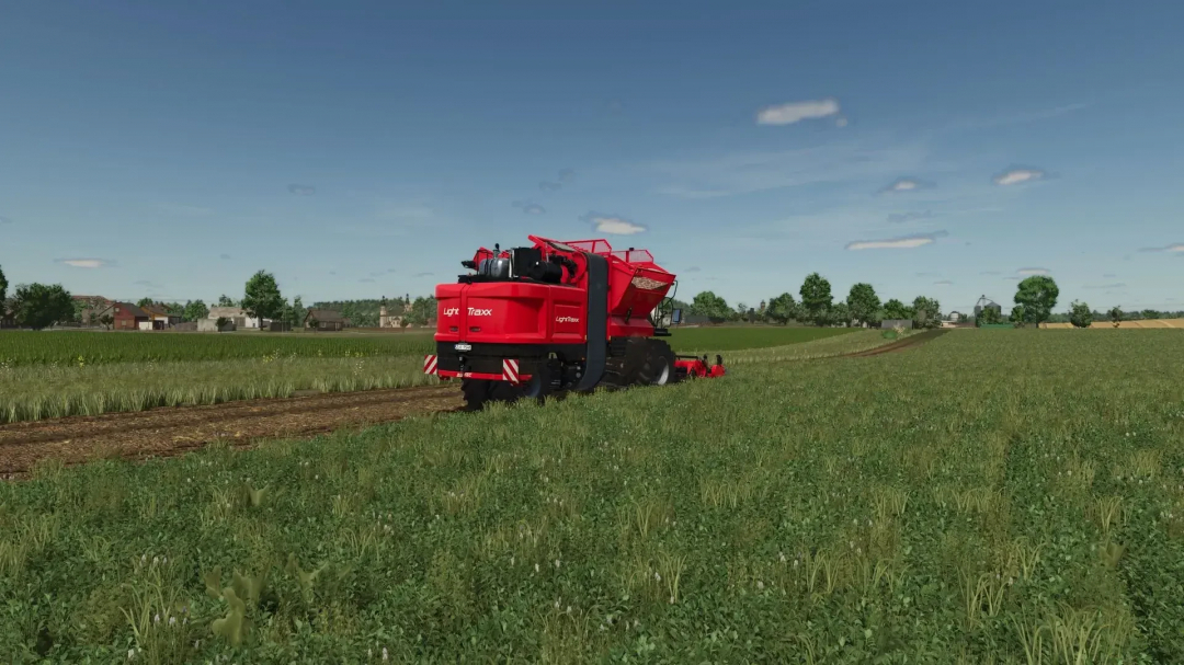 FS25 mod Agrifac Light Traxx Multifruit v1.0.1.0 in a field setting, Farming Simulator 25 gameplay.